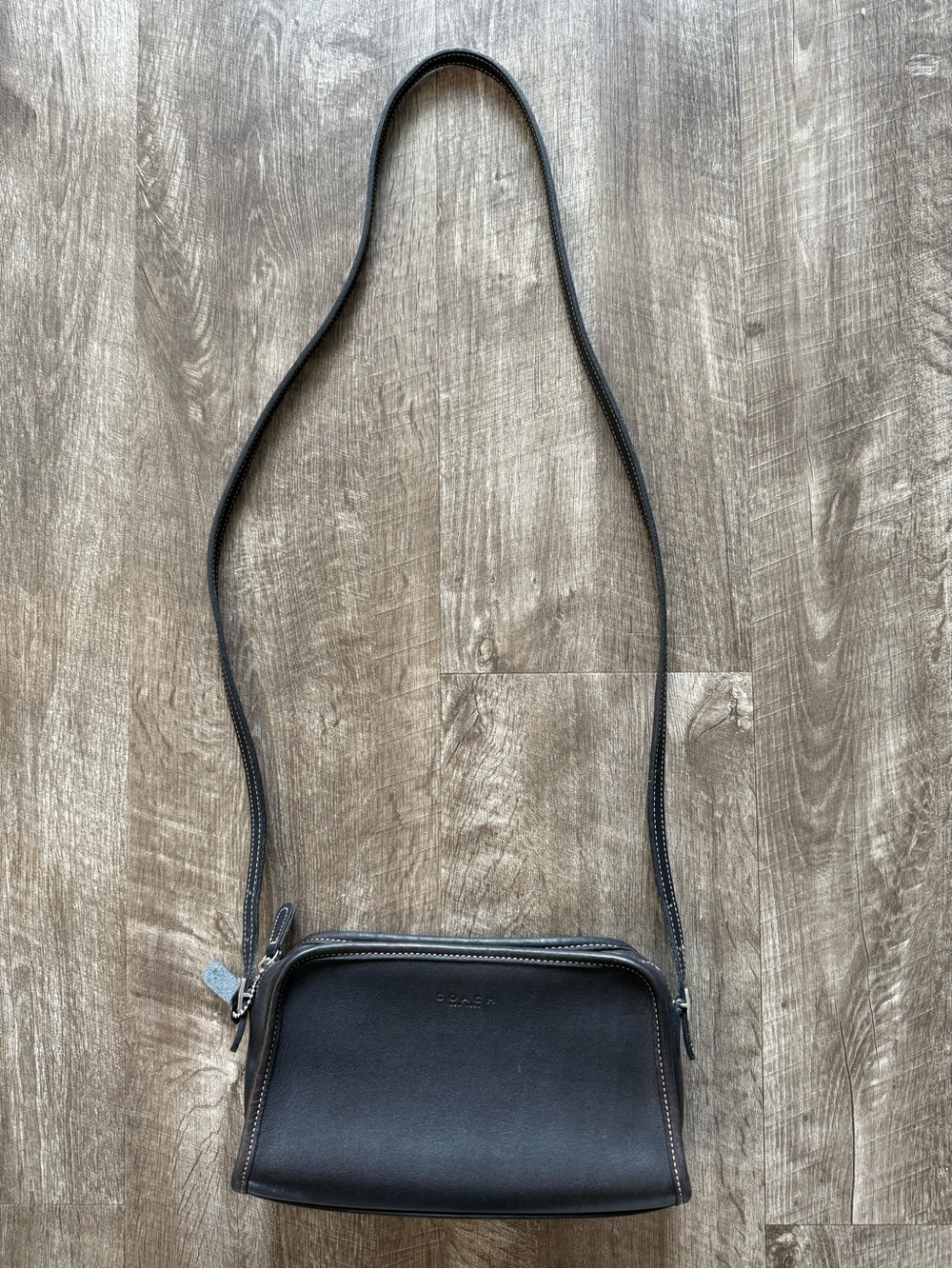 Vintage Coach Mimosa Leather Crossbody Bag No9138 Black 90s Made In USA Rare